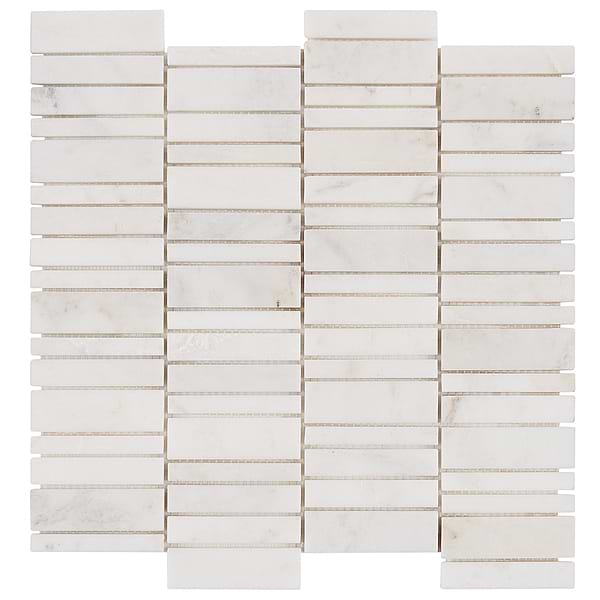 Alaska White Waterfall Polished Marble Bricks Mosaic Tile