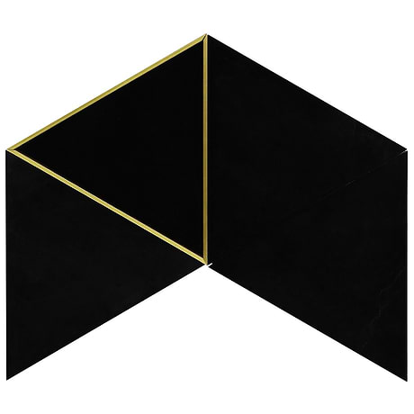Verin Nero Polished Marble and Brass 6x6 Mosaic Tile
