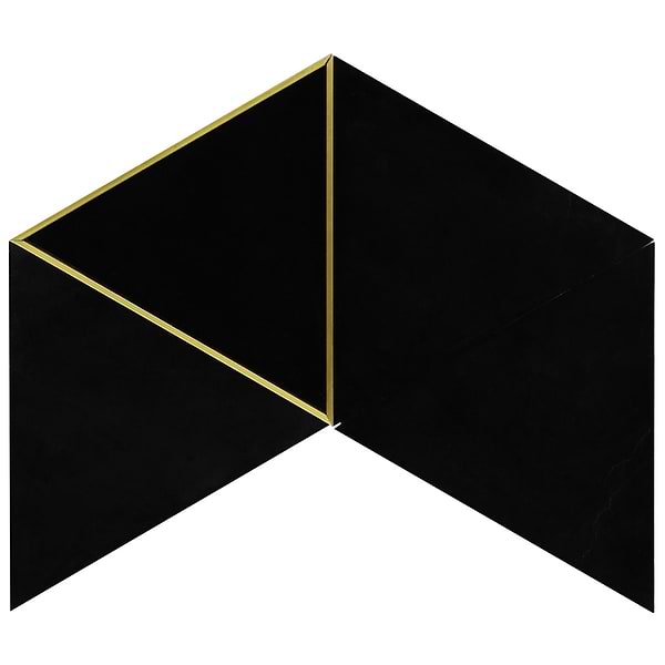 Verin Nero Polished Marble and Brass 6x6 Mosaic Tile