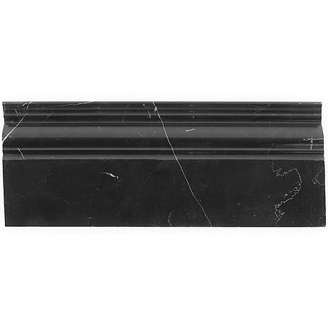 Nero Marquina Black 5x12 Polished Marble Base Molding