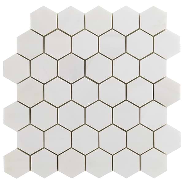 Bianco Dolomite White 2" Hexagon Premium Honed Marble Mosaic Tile