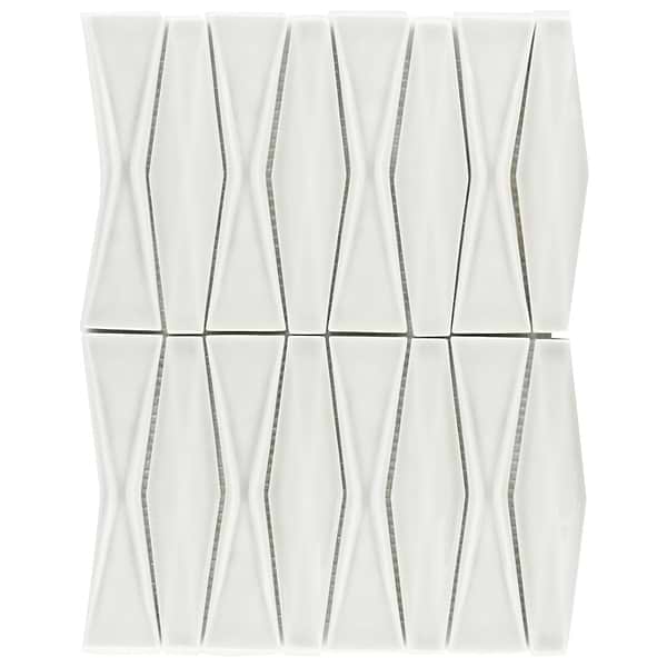 Nabi Harlequin Tundra Gray 2x8 Crackled Glossy Glass Mosaic Tile