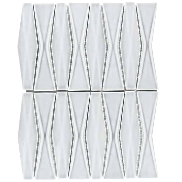 Nabi Harlequin Arctic Blue 2x8 Crackled Glossy Glass Mosaic Tile