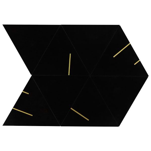 Ravi Nero Polished Marble and Brass 7x7 Mosaic Tile
