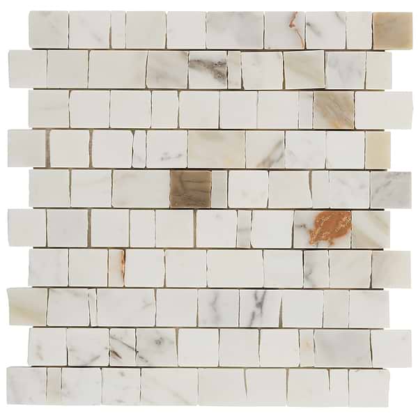 Avanti Calacatta Gold Hand Clipped Joint Honed Marble Mosaic Tile