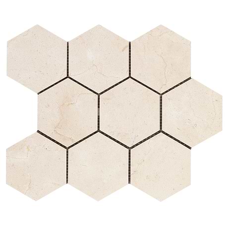 Crema Marfil Beige 4" Hexagon Polished Marble Mosaic Tile