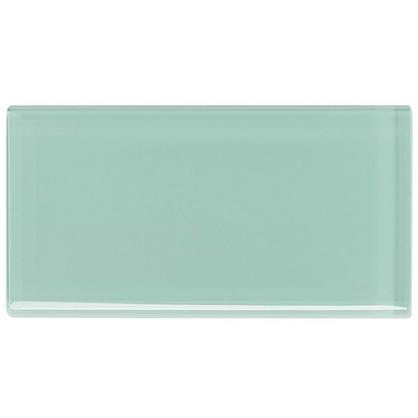 Loft Spa Green 3x6 Polished Glass Subway Tile for Wall