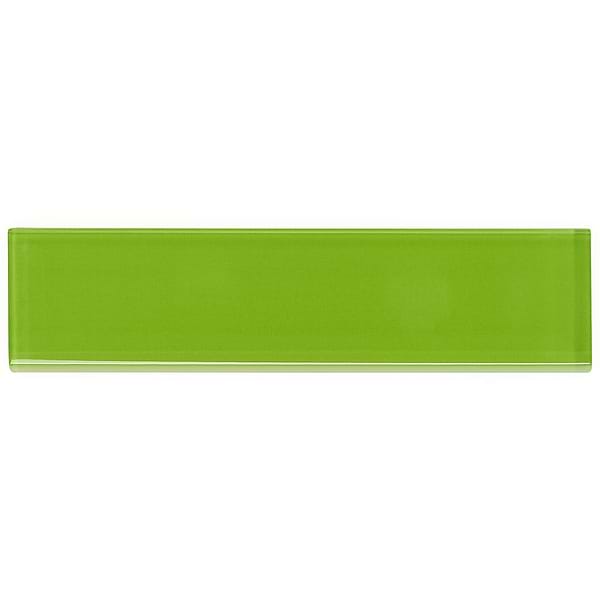 Loft Electric Lime 2x8 Polished Glass Subway Wall Tile