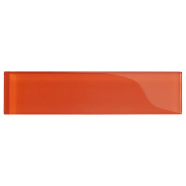 Loft Flame Orange 2x8 Polished Glass Subway Tile
