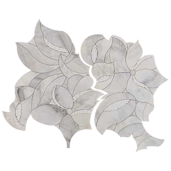 Raina Andes Gray Polished Waterjet Marble Mosaic Tile