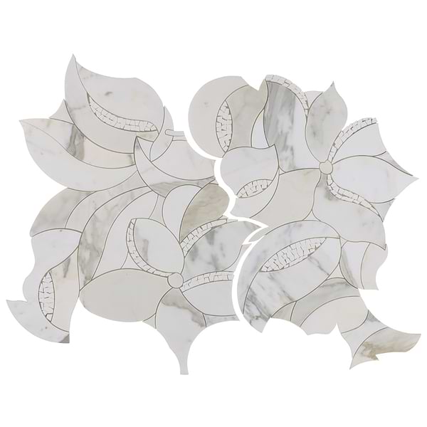 Raina Calacatta Gold Polished Waterjet Marble Mosaic Tile