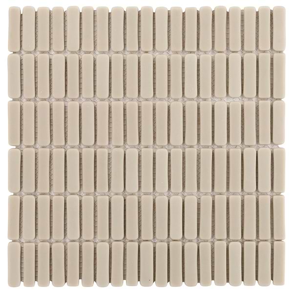 Venini Beige 1/2" x 2" Mini Brick Frosted Glass Mosaic Tile