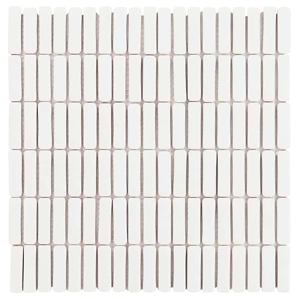 Venini White 1/2" x 2" Mini Brick Frosted Glass Mosaic Tile
