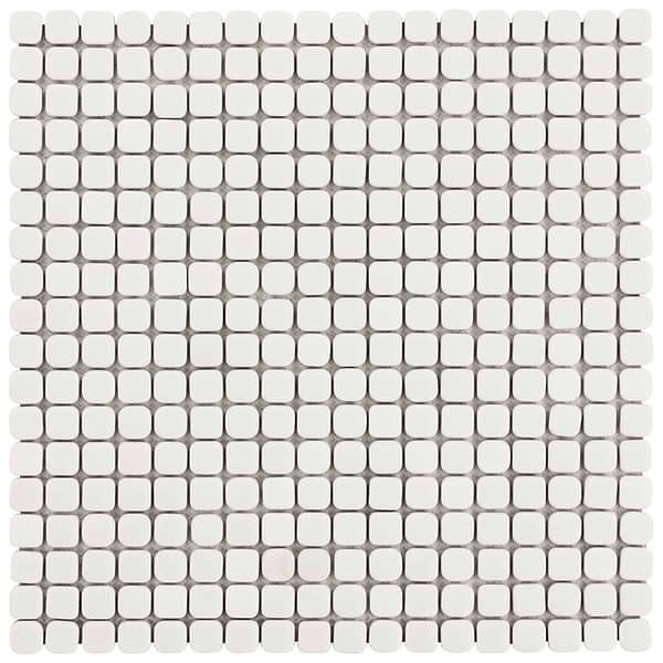 Venini White 1/2" Mini Square Frosted Glass Mosaic Tile