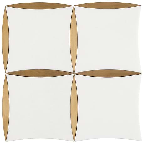 Lily Golden Polished Marble and Brass Mosaic Tile