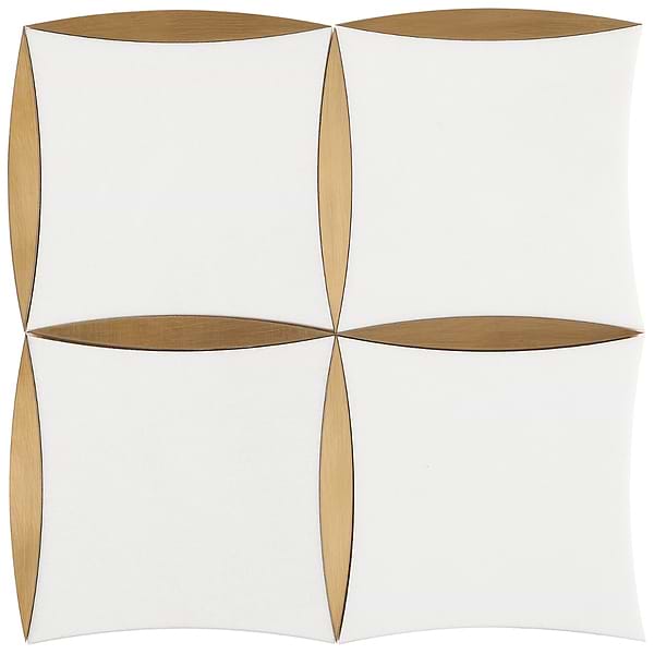 Lily Golden Polished Marble and Brass Mosaic Tile