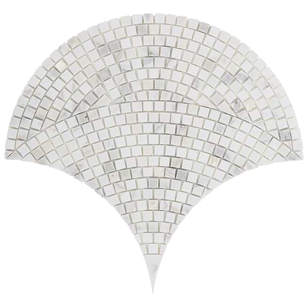 Breeze Drift Calacatta Gold Micro Marble Fan Mosaic Tile