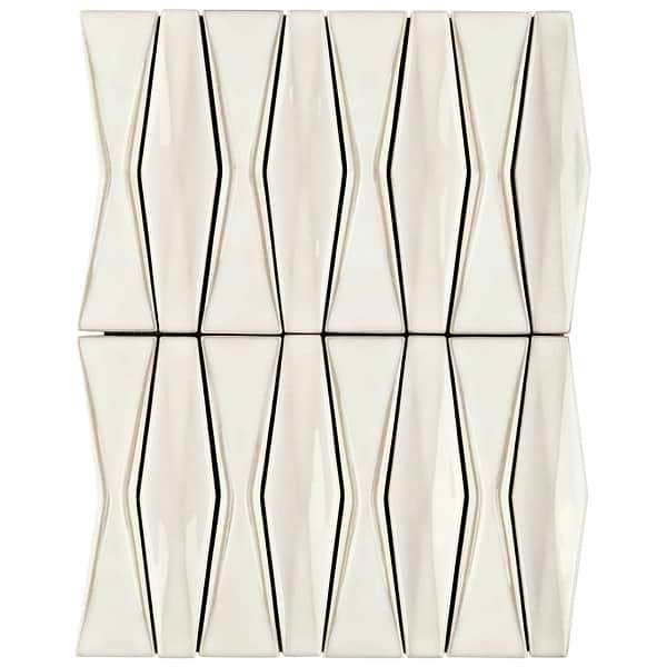 Nabi Harlequin Natural White 2x8 Glossy Glass Mosaic Tile