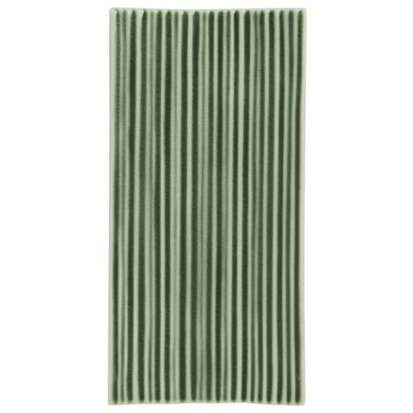 Nabi Subway Fern Green 4.5x9 Fluted Ridged Crackled Glossy Glass Tile