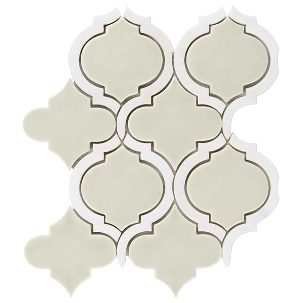 Nabi Arabesque Tundra Gray 4" Crackled Mixed Finish Glass & Marble Mosaic Tile