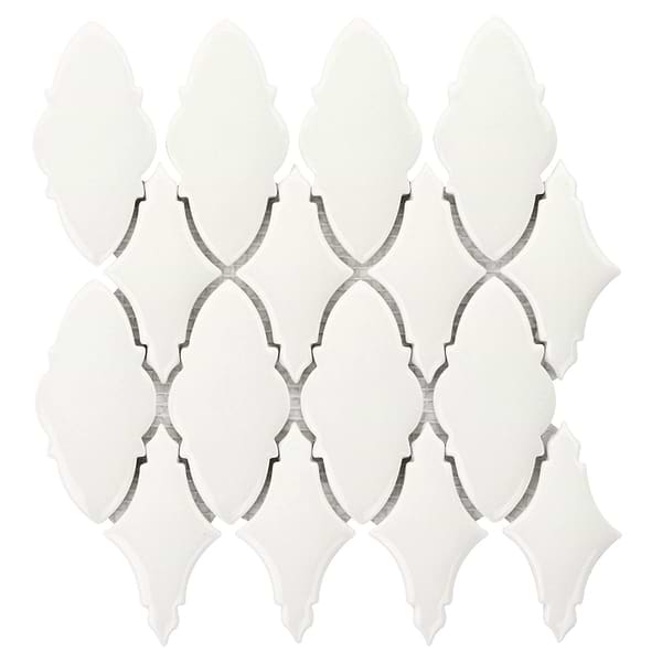 Nabi Valor Glacier White 2x4 Crackled Glossy Glass Mosaic Tile