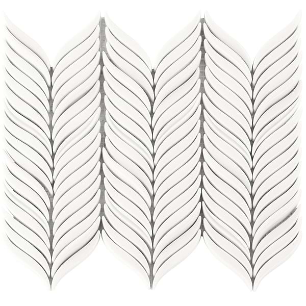 Nabi Alula Glacier White Chevron Crackled Glossy Glass Mosaic Tile