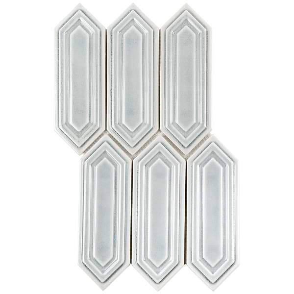 Nabi Picket Arctic Blue 3x9 Crackled Glossy Glass Mosaic Tile