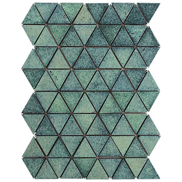 Bushwick Aquamarine Green 2" Triangle Glossy Lava Stone Mosaic Tile
