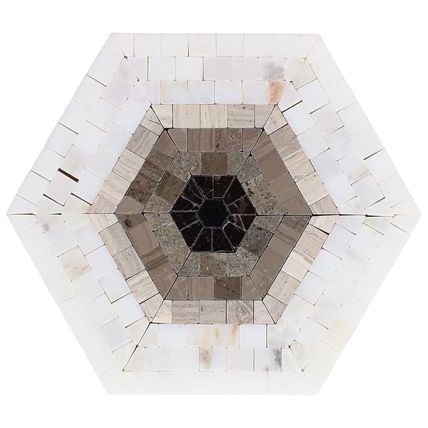Ako Saint Laurent Brown 6" Hexagon Marble Micro Mosaic Tile