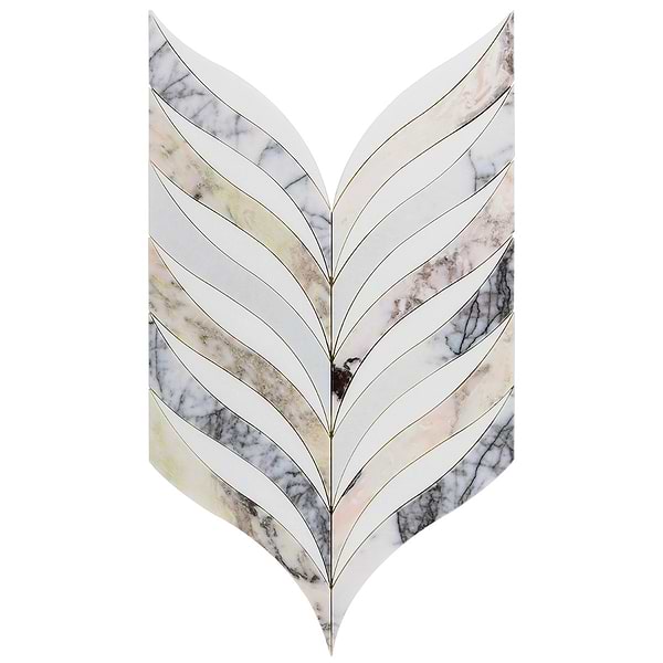 Begonia Peach Lilac Cream Polished Marble Mosaic Tile