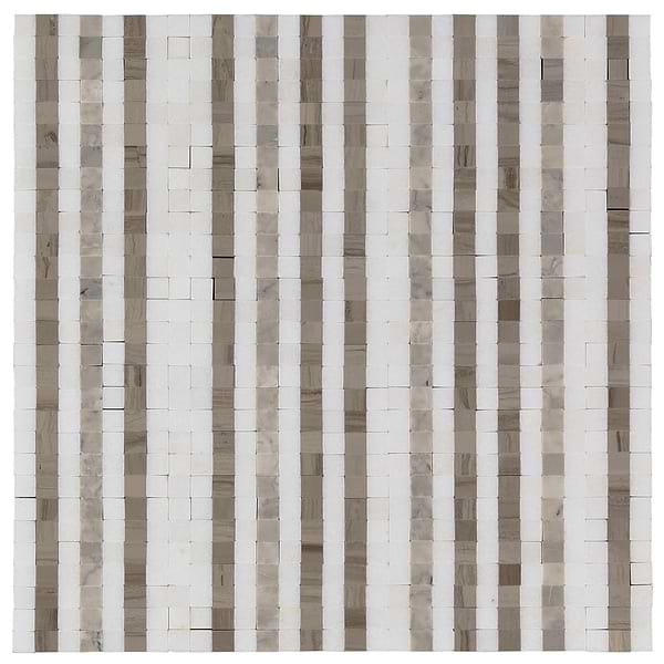 Microsaic Lines Storm Beige Polished Marble Mosaic Tile