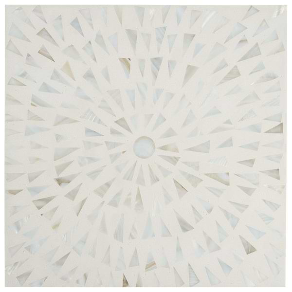 Estee Frosty White 12x12 Polished Pearl Inlay and Cement Tile