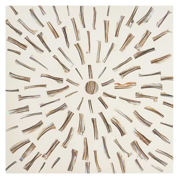 Estee Golden White 12x12 Polished Pearl Inlay and Cement Tile
