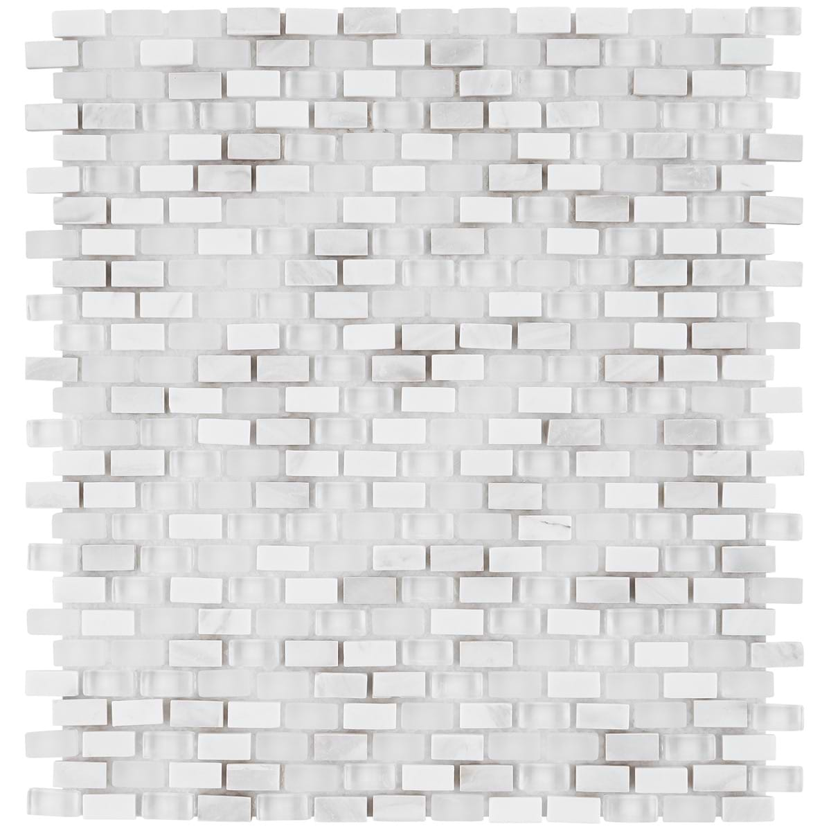 Paragon Pearl Lace Gray Mini Brick Marble & Glass Mosaic Tile