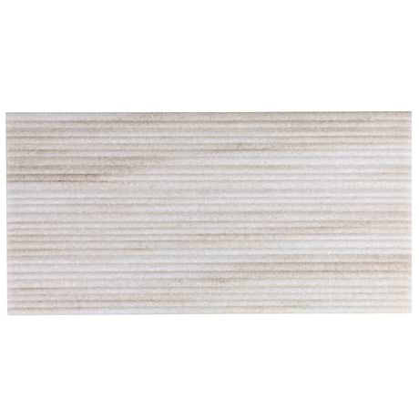 Waves Golden Valley White 12x24 Fluted 3D Honed Marble Tile