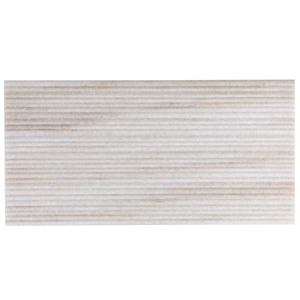 Waves Golden Valley White 12x24 Fluted 3D Honed Marble Tile