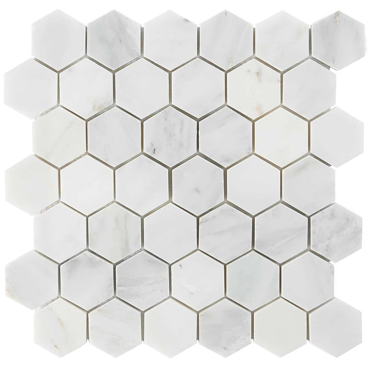 Asian Statuary 2" Hexagon Polished Marble Mosaic Tile