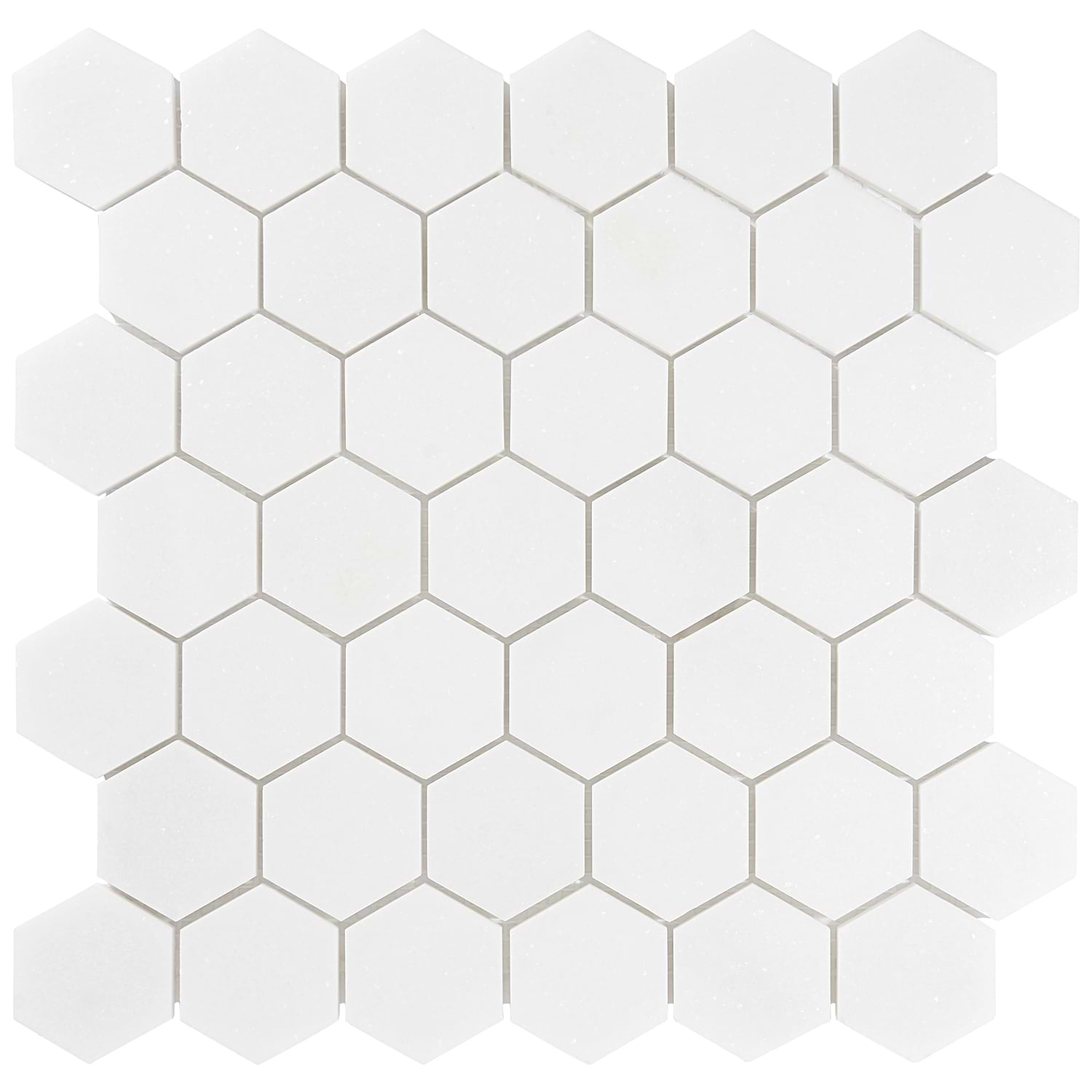 White Thassos 2" Hexagon Marble Polished Mosaic Tile