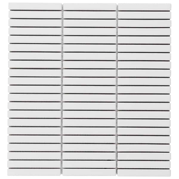 Kai White 1x4" Tri-Stacked Matte Porcelain Mosaic Tile
