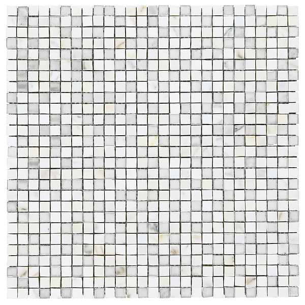 Kelli Ellis Soli White 1x1 Marble & Mirror Polished Mosaic Tile