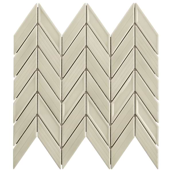 Brookline Chevron Celadon Green 1x5 Glossy Ceramic Mosaic Tile