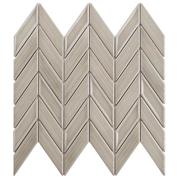 Brookline Chevron Warm Gray 1x5 Glossy Ceramic Mosaic Tile