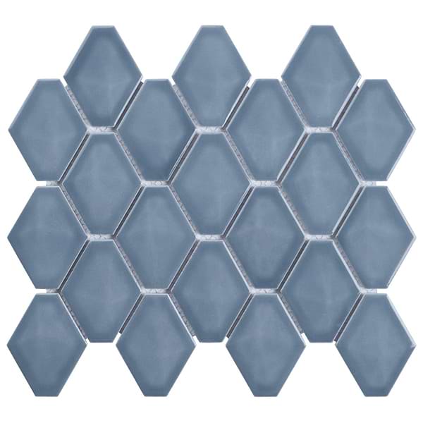 Brookline Diamond Coastal Blue 3x4 Glossy Ceramic Mosaic Tile