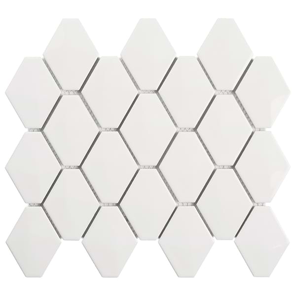Brookline Diamond Cloud White 3x4 Glossy Ceramic Mosaic Tile