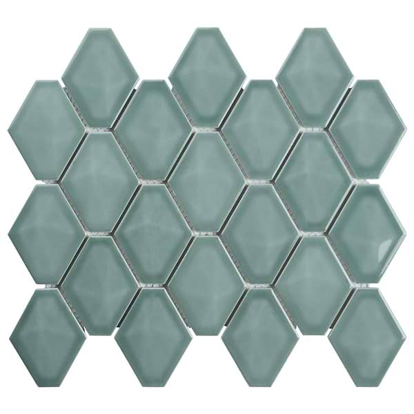 Brookline Diamond Marine Blue 3x4 Glossy Ceramic Mosaic Tile in Blue, View 6, open zoomed image