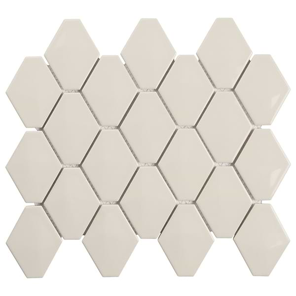 Brookline Diamond Mushroom Gray 3x4 Glossy Ceramic Mosaic Tile