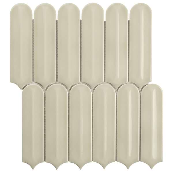 Brookline Feather Celadon Green 2x7 Fish Scale Glossy Porcelain Mosaic Tile in Green, View 6, open zoomed image