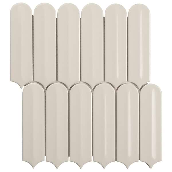 Brookline Feather Mushroom Gray 2x7 Fish Scale Glossy Ceramic Mosaic Tile