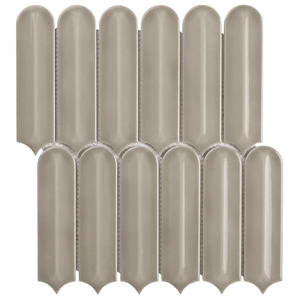 Brookline Feather Warm Gray 2x7 Fish Scale Glossy Ceramic Mosaic Tile
