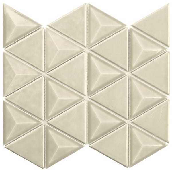 Brookline Triangle Celadon Green 4" Glossy Ceramic Mosaic Tile
